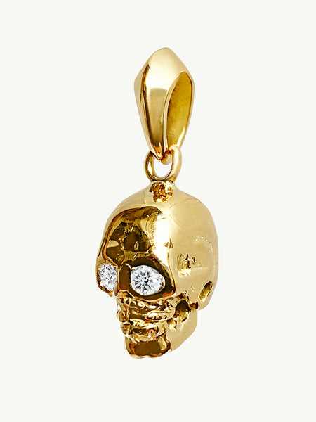 MAREI Skull Amulet Pendant With White Diamonds In 18K Yellow