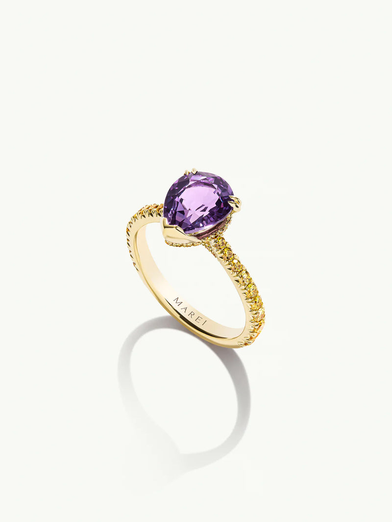 Phebe Ring With 2.46CT Purple Sapphire & Pavé-Set Yellow Diamonds In 18K Yellow Gold