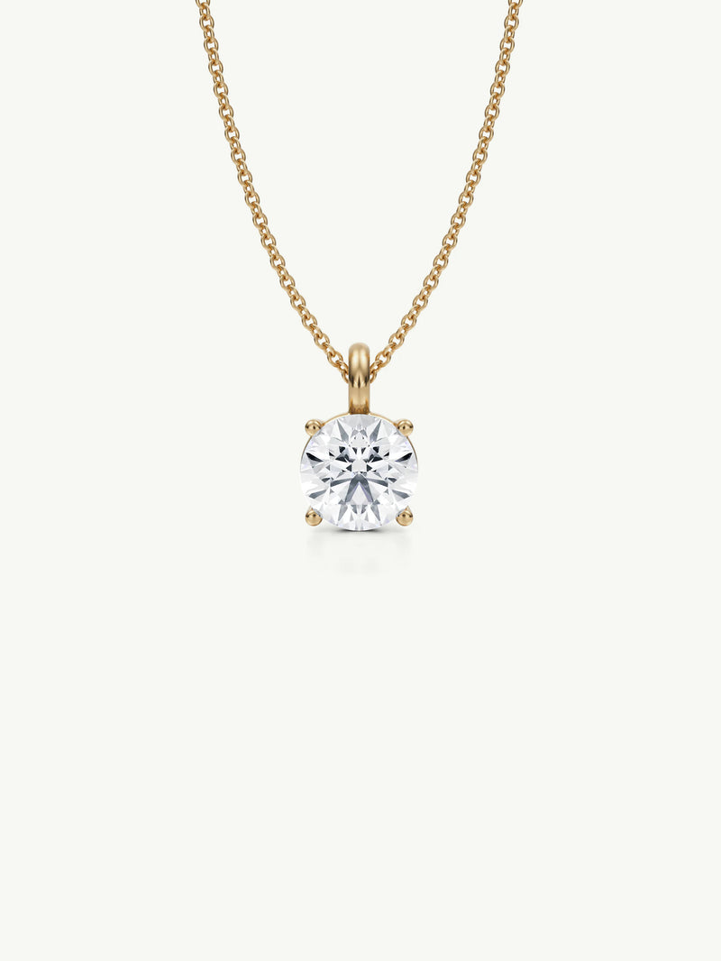 Eternal by Marei Solitaire Diamond Pendant Necklace In 18K Yellow Gold, 0.70 Carat