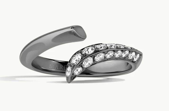 Pythia Twist Wedding Set In 18K Black Gold - for JC