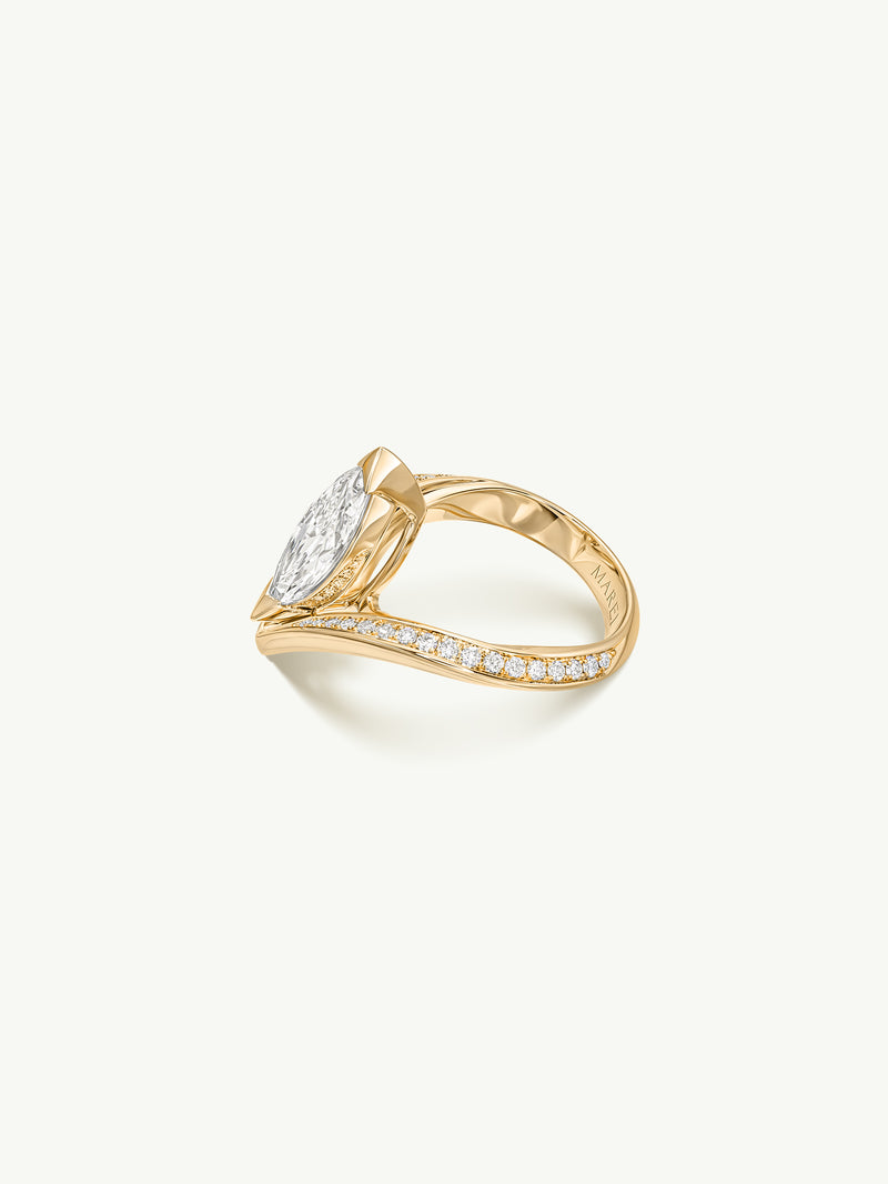 Yasmeen Ring with Brilliant Marquise-Cut White Diamond In 18-Karat Yellow Gold