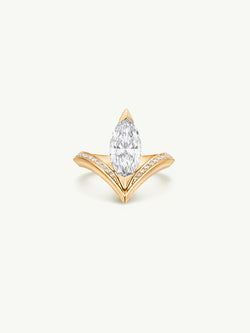 Yasmeen Ring with Brilliant Marquise-Cut White Diamond In 18-Karat Yellow Gold