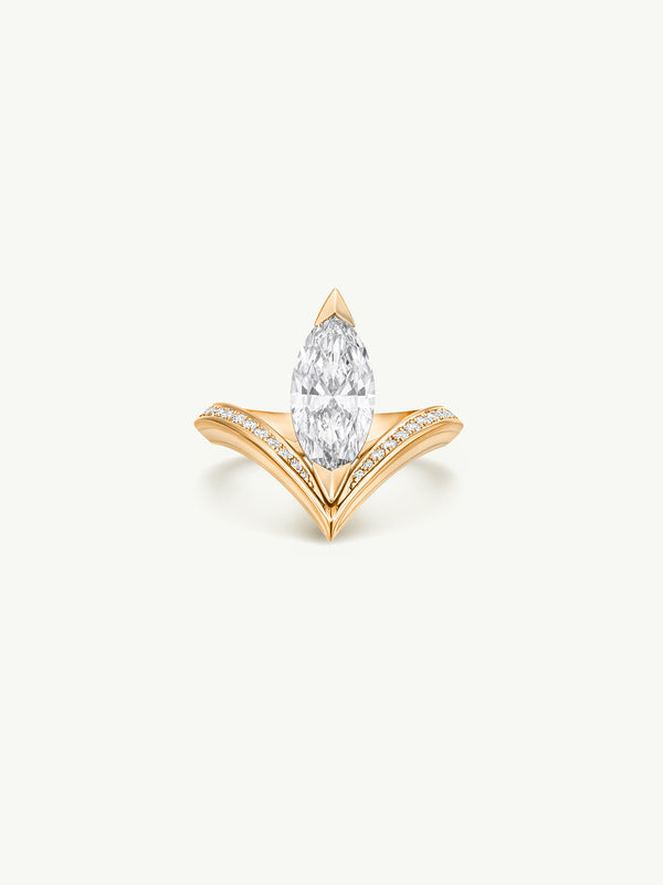 Yasmeen Ring with Brilliant Marquise-Cut White Diamond In 18-Karat Yellow Gold