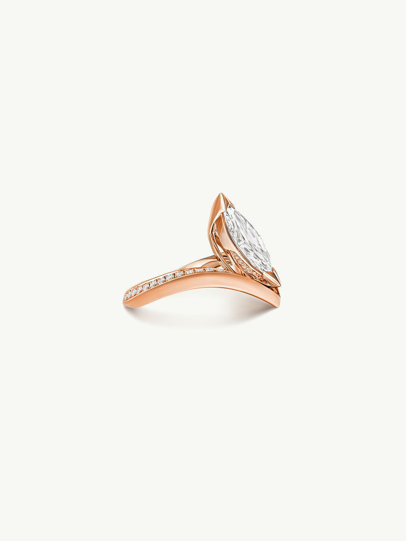 Yasmeen Ring with Brilliant Marquise-Cut White Diamond In 18-Karat Rose Gold