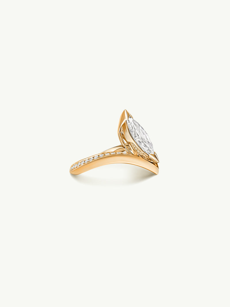 Yasmeen Ring with Brilliant Marquise-Cut White Diamond In 18-Karat Yellow Gold