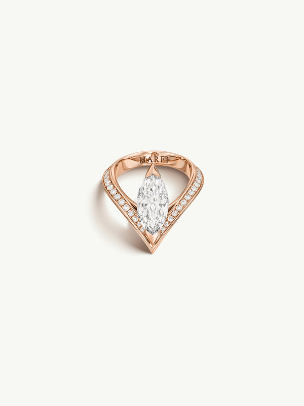 Yasmeen Ring with Brilliant Marquise-Cut White Diamond In 18-Karat Rose Gold