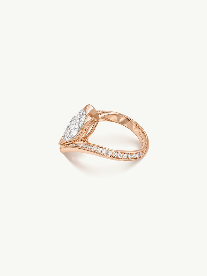 Yasmeen Ring with Brilliant Marquise-Cut White Diamond In 18-Karat Rose Gold