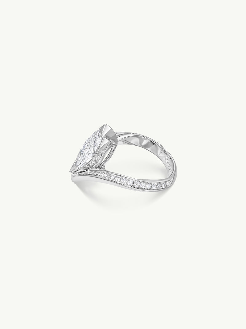 Yasmeen Ring with Brilliant Marquise-Cut White Diamond In Platinum