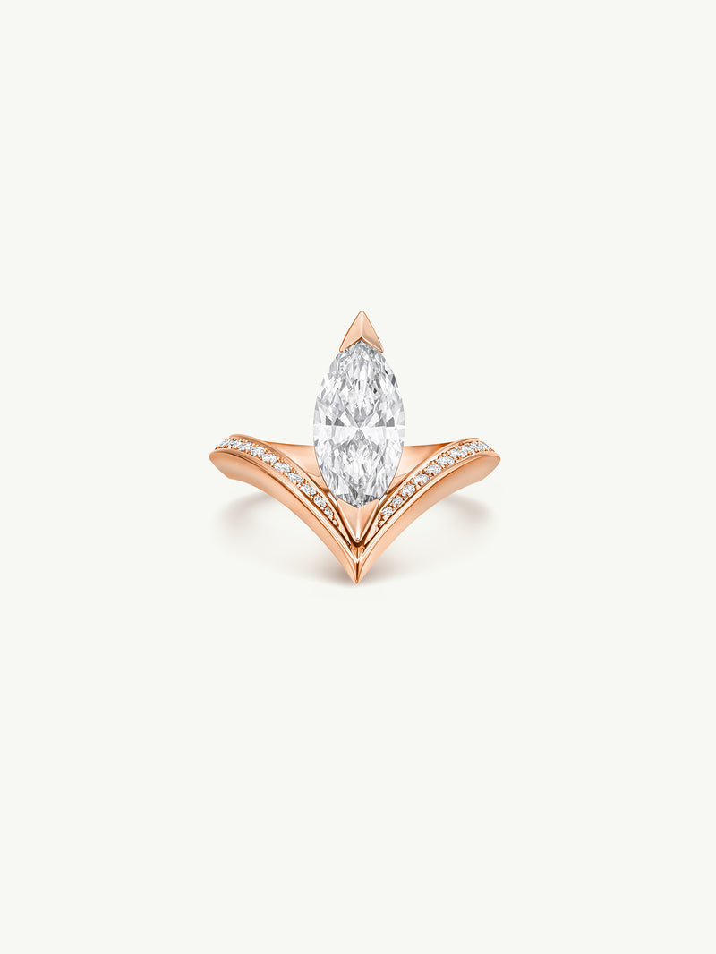 Yasmeen Ring with Brilliant Marquise-Cut White Diamond In 18-Karat Rose Gold