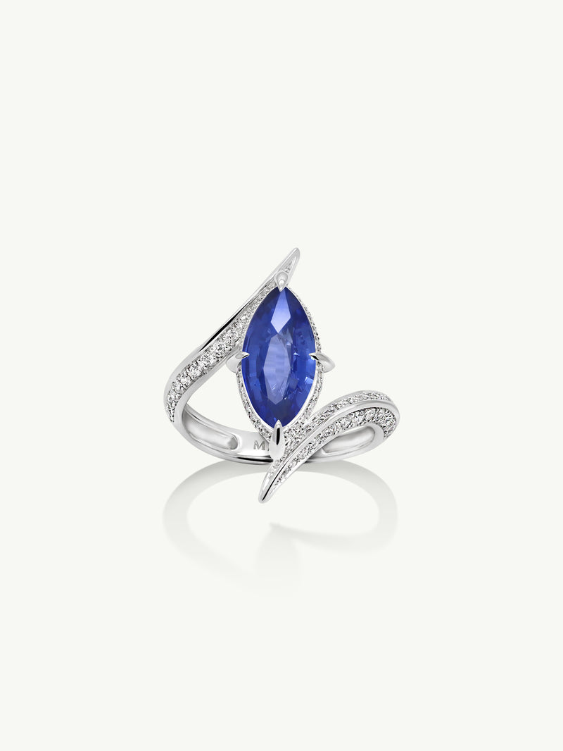G-h Party 18K White gold blue sapphire diamond ring, 3.53 Gram at Rs 110000  in Palanpur