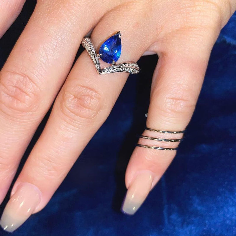 MAREI Dorian Pear-Cut Blue Sapphire Engagement Ring In 18K Yellow Gold –  MAREI New York