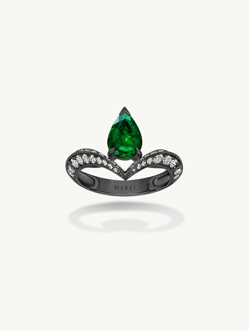 Emerald Cut Black Diamond Engagement Ring Rose Gold Vintage Halo Ring | La  More Design