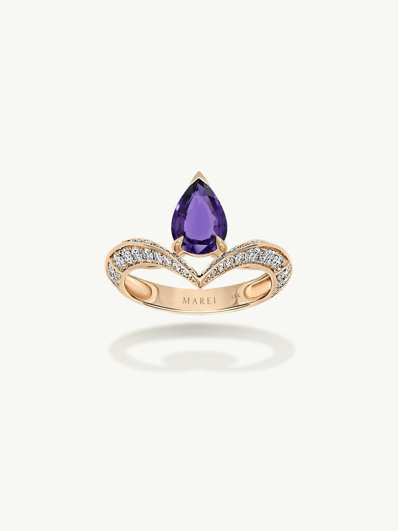 MAREI Dorian Pear-Cut Violet Purple Sapphire Ring In 18K Yellow Gold –  MAREI New York