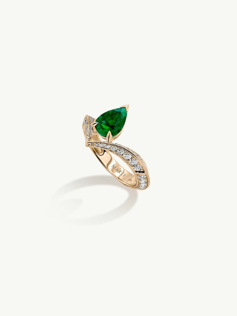 Buy Helen Emerald Diamond Ring 18 KT yellow gold (2.382 gm). | Online By  Giriraj Jewellers