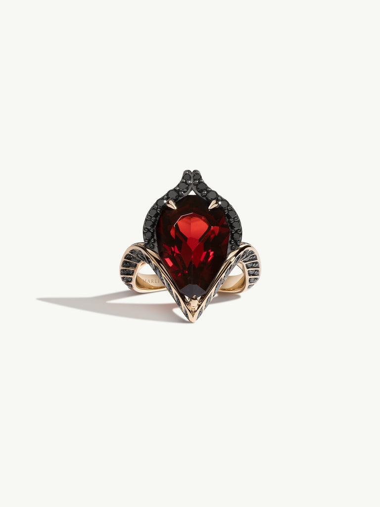 Serpentine Garnet Rose Gold Ring