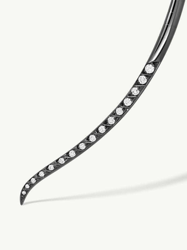 Palmyra Choker Necklace With Brilliant-Cut White Diamonds In 18K Blackened Gold