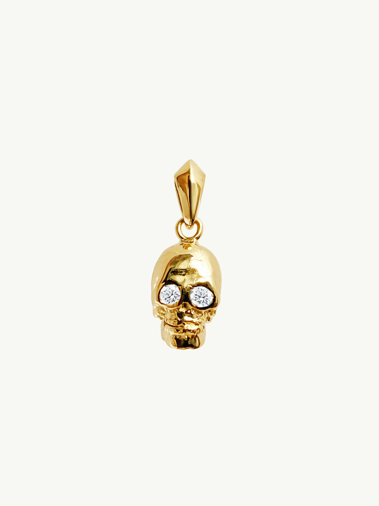 MAREI Skull Amulet Pendant With White Diamonds In 18K Yellow